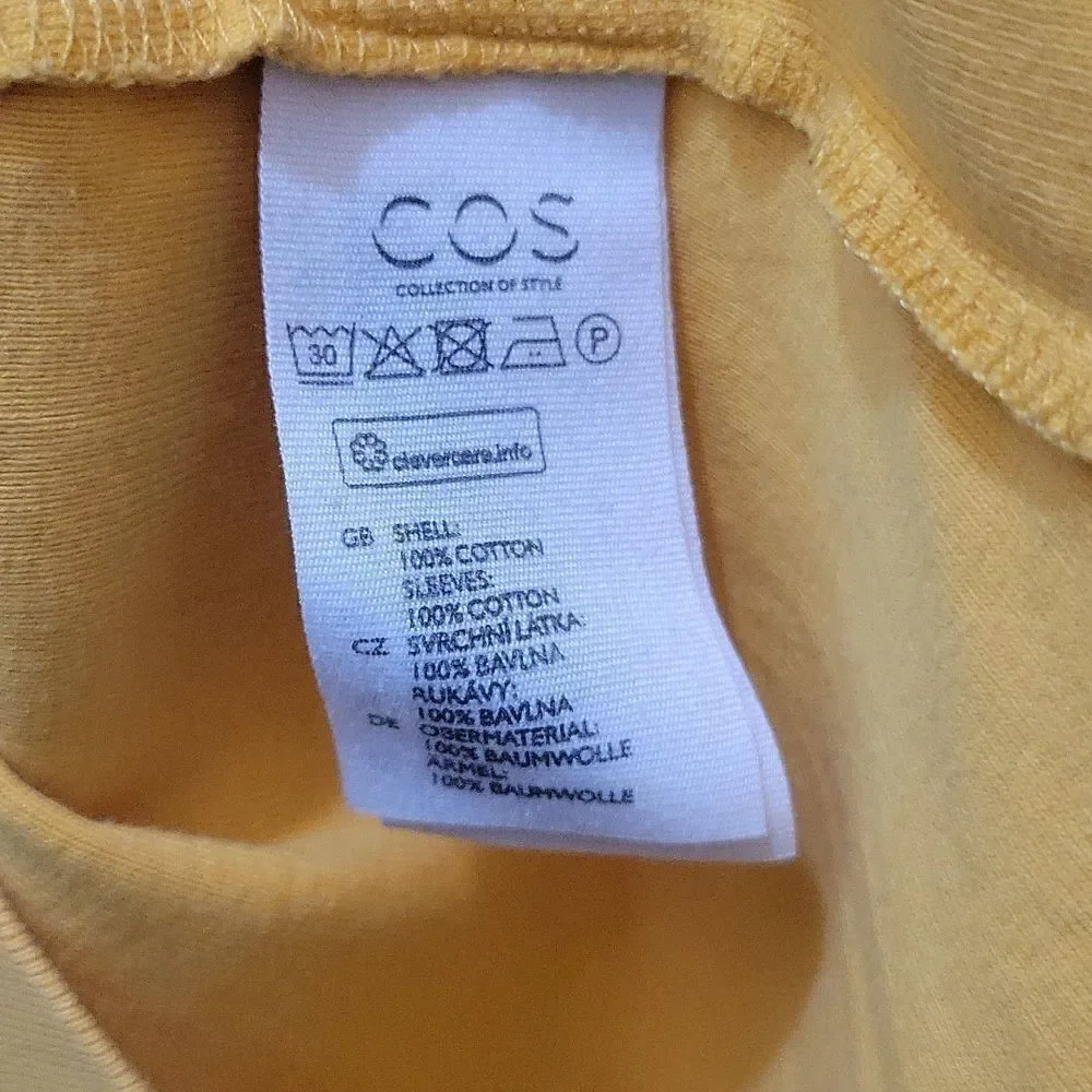 COS Mustard Yellow Petal Flutter Short Sleeve Top